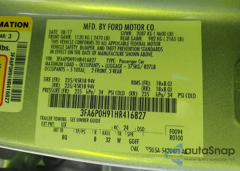 2017 Ford Fusion Se from USA, damaged, VIN 3FA6P0H91HR416827